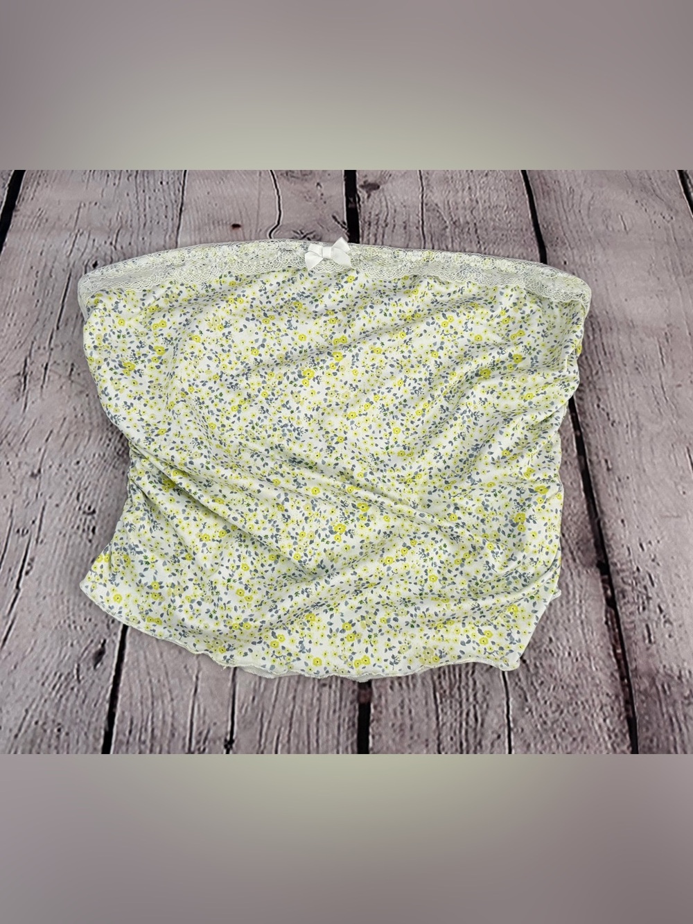 Floral Lace Trim Tube Top